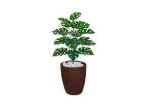 Planta Árvore Artificial Costela-de-Adão Real Toque Verde 60cm Kit + Vaso S. Marrom 30cm