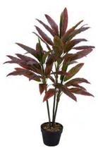 Planta Árvore Artificial Dracena Real Toque C/Pote X49 Vermelho 1,1m