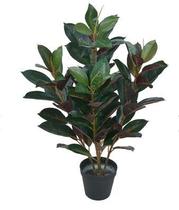Planta Árvore Artificial Ficus Elástica Real Toque Verde Púrpura 85cm