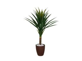 Planta Árvore Artificial Yucca Verde 95cm Kit + Vaso S. Marrom 30cm