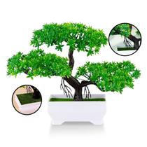 Planta bonsai árvore artificial com vaso para decoração verde