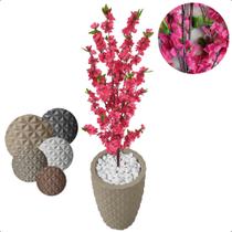 Planta Cerejeira Pink Flor Artificial Com Vaso Decoração