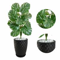 Planta Costela De Adão Artificial + Vaso Pedra Branca Casa
