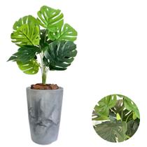 Planta Costela de Adão Com Vaso Cone Marmorizado Decoração