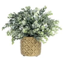 Planta de eucalipto artificial MyGift com vasos de concreto modernos Planta de eucalipto artificial MyGift com vasos de concreto modernos