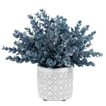 Planta de eucalipto artificial MyGift com vasos de concreto modernos Planta de eucalipto artificial MyGift com vasos de concreto modernos