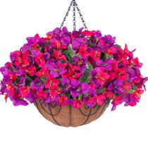 Planta de flores artificiais suspensas HyeFlora com cesta ao ar livre Planta de flores artificiais suspensas HyeFlora com cesta ao ar livre