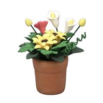 Planta de flores em vaso de casa de bonecas em miniatura 1:12 de cerâmica de 4 cm