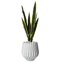 Planta Espada De São Jorge Artificial Com Vaso Origami Pedra