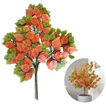 Planta Ficus Artificial Laranja 12 Hastes Folhas Outono Planta Ficus Artificial Laranja 12 Hastes Folhas Outono