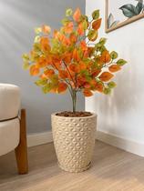 Planta Ficus Laranja Outono Artificial Com Vaso Casca Luxo - Planta Ficus Laranja Outono Artificial Com Vaso Casca Luxo -