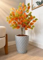 Planta Ficus Laranja Outono Artificial Com Vaso Casca Luxo - Planta Ficus Laranja Outono Artificial Com Vaso Casca Luxo -