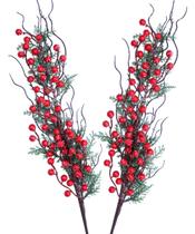 Planta Galho Artificial Frutas Vermelhas 70cm