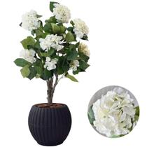 Planta Hortência Artificial Com Vaso Completo Realista Casca