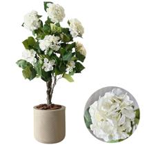 Planta Hortência Artificial Com Vaso Completo Realista Cores