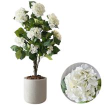 Planta Hortência Artificial Com Vaso Completo Realista Cores