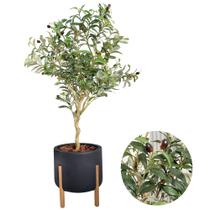 Planta Oliveira Artificial Arranjo Com Vaso Luxo Pé Madeira - Planta Oliveira Artificial Arranjo Com Vaso Luxo Pé Madeira -