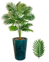 Planta Palmeira Artificial Com Vaso Polietileno Marmorizado - Verde Rubi Planta Palmeira Artificial Com Vaso Polietileno Marmorizado - Verde Rubi