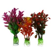 Planta Plástica Artificial Aquário 11cm Com Ventosa kit 3 un