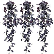 Planta roxa artificial suspensa LOYWREE com vaso preto de 100 cm