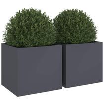 Plantador de aço antracite retangular vidaXL 2 peças 49x47x46cm