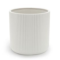 Plantador de cerâmica canelada Amazon Basics redondo de 25 cm branco Plantador de cerâmica canelada Amazon Basics redondo de 25 cm branco