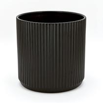 Plantador de cerâmica canelada Amazon Basics redondo de 25 cm preto