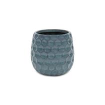 Plantador de cerâmica Cheung's Blue com padrão hexagonal de borda dourada