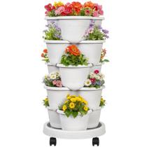 Plantador de jardim vertical VECELO 5 camadas, autoirrigável, cinza Plantador de jardim vertical VECELO 5 camadas, autoirrigável, cinza