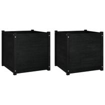 Plantador de jardim VidaXL Black Solid Wood Pine 60x60x60 cm
