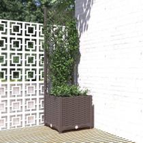 Plantador de jardim vidaXL com treliça marrom 40x40x136 cm PP