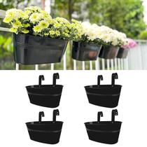 Plantador de trilhos Lálá Green Outdoor (pacote com 4) Black Metal 30 cm