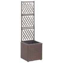 Plantador externo vidaXL Poly Rattan com treliça marrom quadrada Plantador externo vidaXL Poly Rattan com treliça marrom quadrada