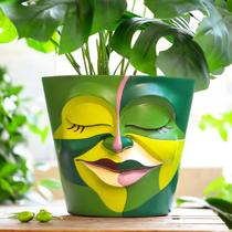 Plantador GUGUGO Abstract Rainbow Face de 20 cm com drenagem
