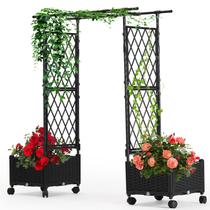 Plantador yotoworth com treliça, canteiros elevados, 4,5 pés de altura com tela interna e externa, caixa de plantio de privacidade de flores vegetais para quintal, varanda e pátio, preta, 2 unidades