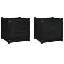 Plantadores de jardim VidaXL Black Solid Wood Pine 50x50cm 2 unidades