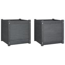 Plantadores de jardim VidaXL, madeira maciça cinza, pinho, 50x50x50cm, 2 unidades