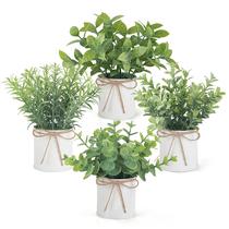Plantas artificiais Mkono, 4 pacotes de eucalipto em vaso