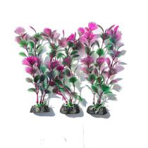 Plantas Artificiais Roxa Aquário Decoração Kit 3 un 17cm