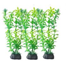 Plantas Artificiais Verde Aquário Decoração Kit 3 un 17cm