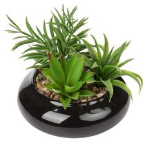 Plantas suculentas artificiais Hollyone Large com vaso de cimento