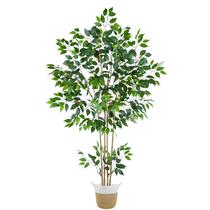 Plantas térmicas artificiais de árvore de ficus 180 cm com cesta interna e externa Plantas térmicas artificiais de árvore de ficus 180 cm com cesta interna e externa