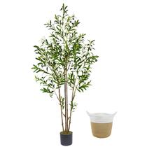 Plantas térmicas artificiais de oliveiras de 180 cm com cesta interna