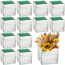 Planter Dandat 12 caixas de cubos de madeira de 10 cm brancas rústicas