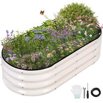 Planter Permade, canteiro oval galvanizado, 122x61x30cm, branco