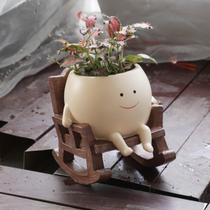 Planter Pot UMESONG Smily Face Rocking Chair Resin Flower Planter Pot UMESONG Smily Face Rocking Chair Resin Flower