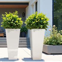 Planter Worth 28" H White Tall Square Metal, conjunto de 2 Planter Worth 28" H White Tall Square Metal, conjunto de 2
