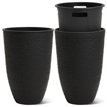 Planter Worth Garden, pacote com 2, 53 cm H, plástico alto preto