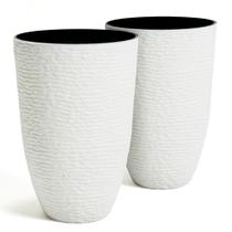 Planter Worth, pacote com 2 unidades de resina branca de 53 cm H, altura para uso externo Planter Worth, pacote com 2 unidades de resina branca de 53 cm H, altura para uso externo