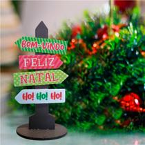 Plaquinha Bem-Vindo Feliz Natal Ho Ho Ho 11x22 cm Enfeite de Natal - Piffer Festas - Inspire sua Festa Loja